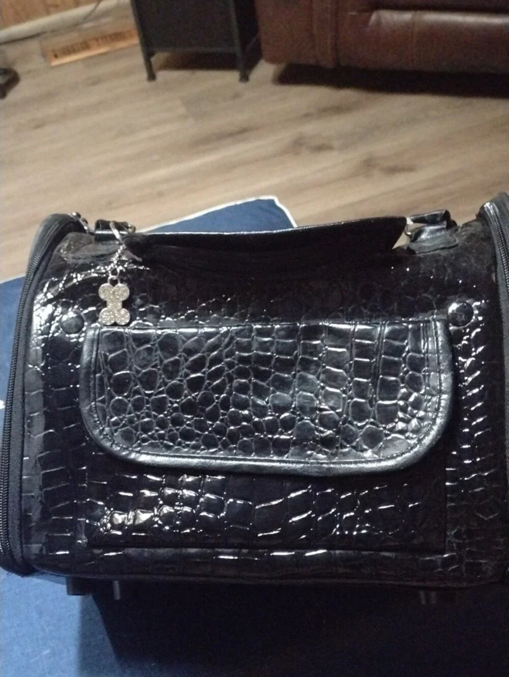 Zack & Zoey Black Faux Croc Pet Carrier